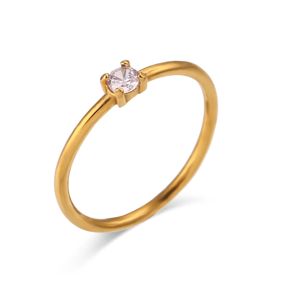 Minimalist Geometric Stainless Steel Plated 18K Gold Birthday Ring for Women