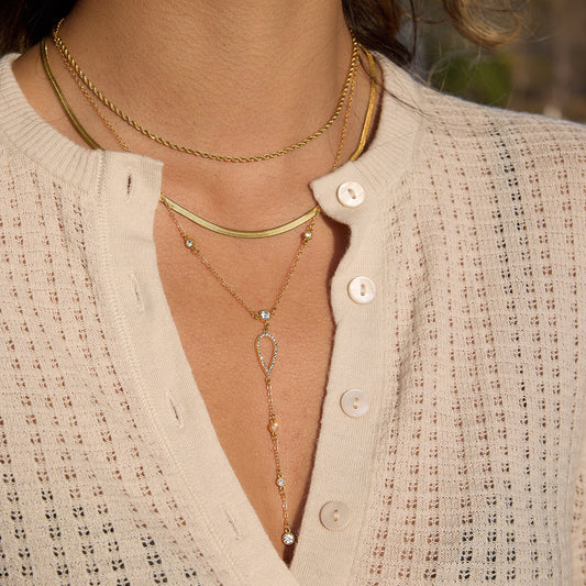 Minimalist Elegant 18K Gold PVD Titanium Steel Geometric Teardrop Pendant Necklace for Women