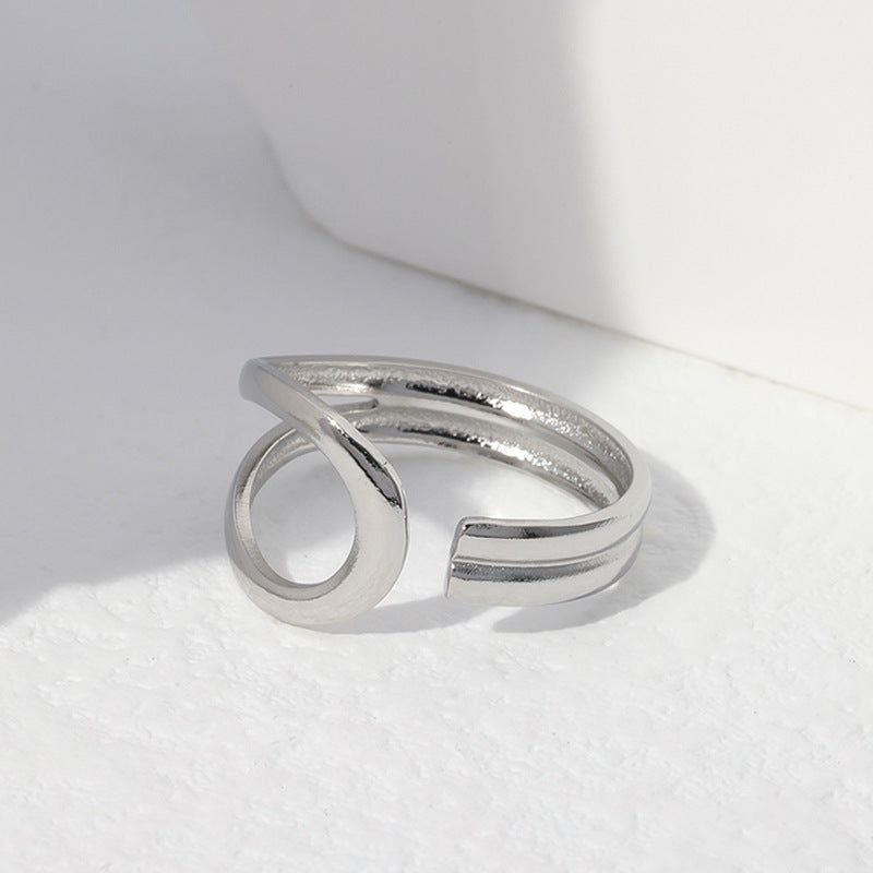 Minimalist Geometric Stainless Steel Ring for Women with Plated Finish Cold Aesthetic Luxury Design
