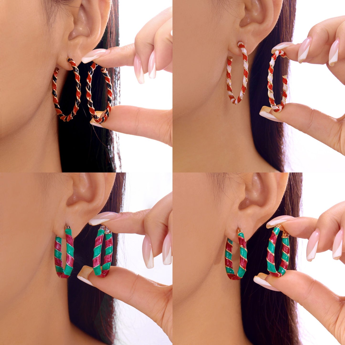 Dark Style Animal Shape Enamel Plated Alloy Hoop Earrings for Women with Stainless Steel Posts