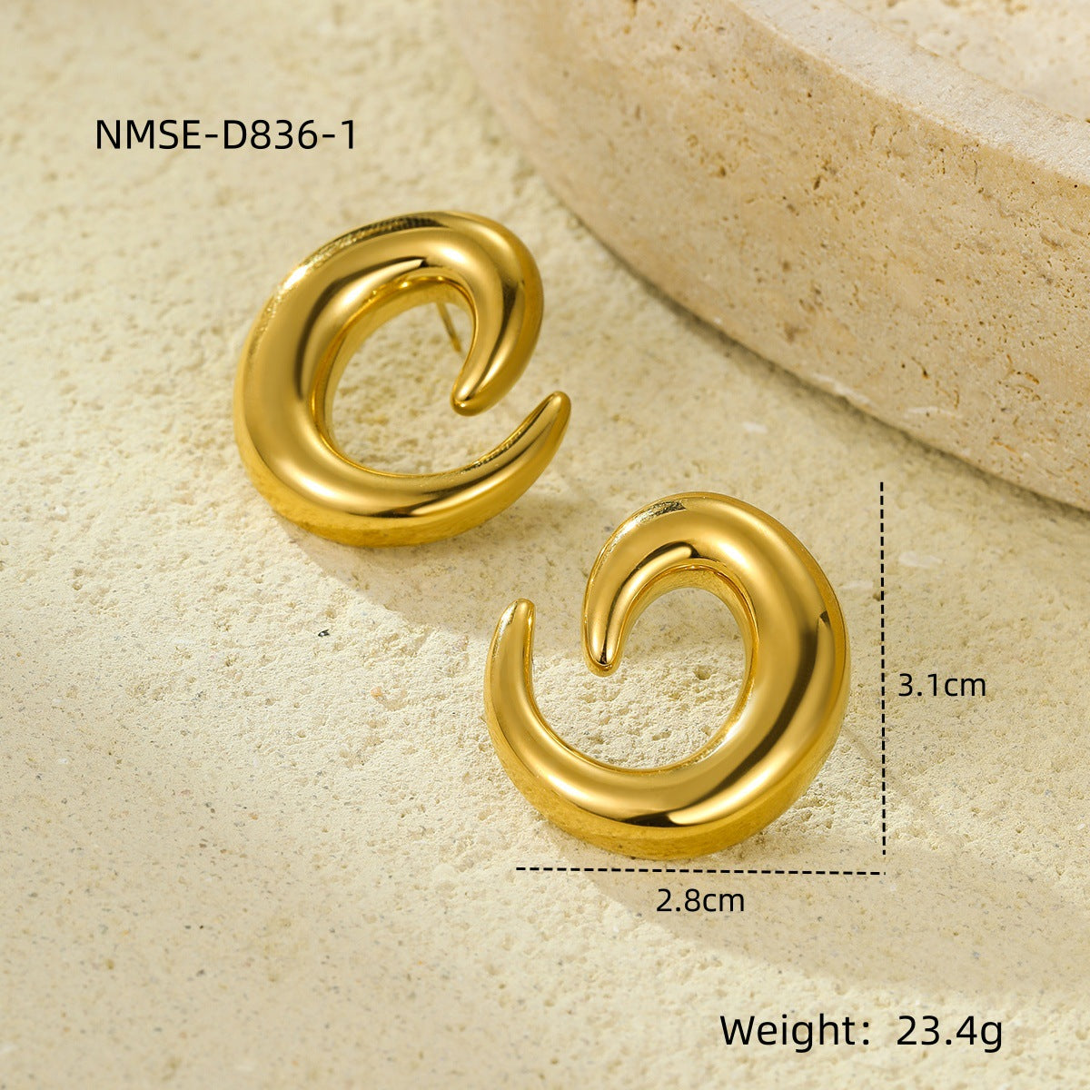 Orecchini a cerchio irregolari in acciaio inossidabile placcato oro 18K in stile vintage, ipoallergenici e resistenti allo sbiadimento