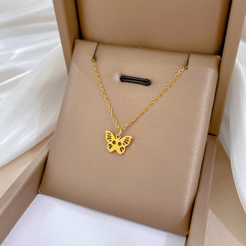 Collana Minimalista Geometrica in Acciaio Titanio Placcato per Uomo e Donna Stile Fresco e Dolce