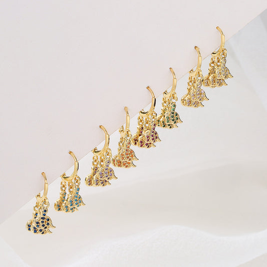 Pendientes de Cobre Geométricos con Forma de Serpiente, Incrustación de Zirconia y Baño de Oro de 18K para Mujer