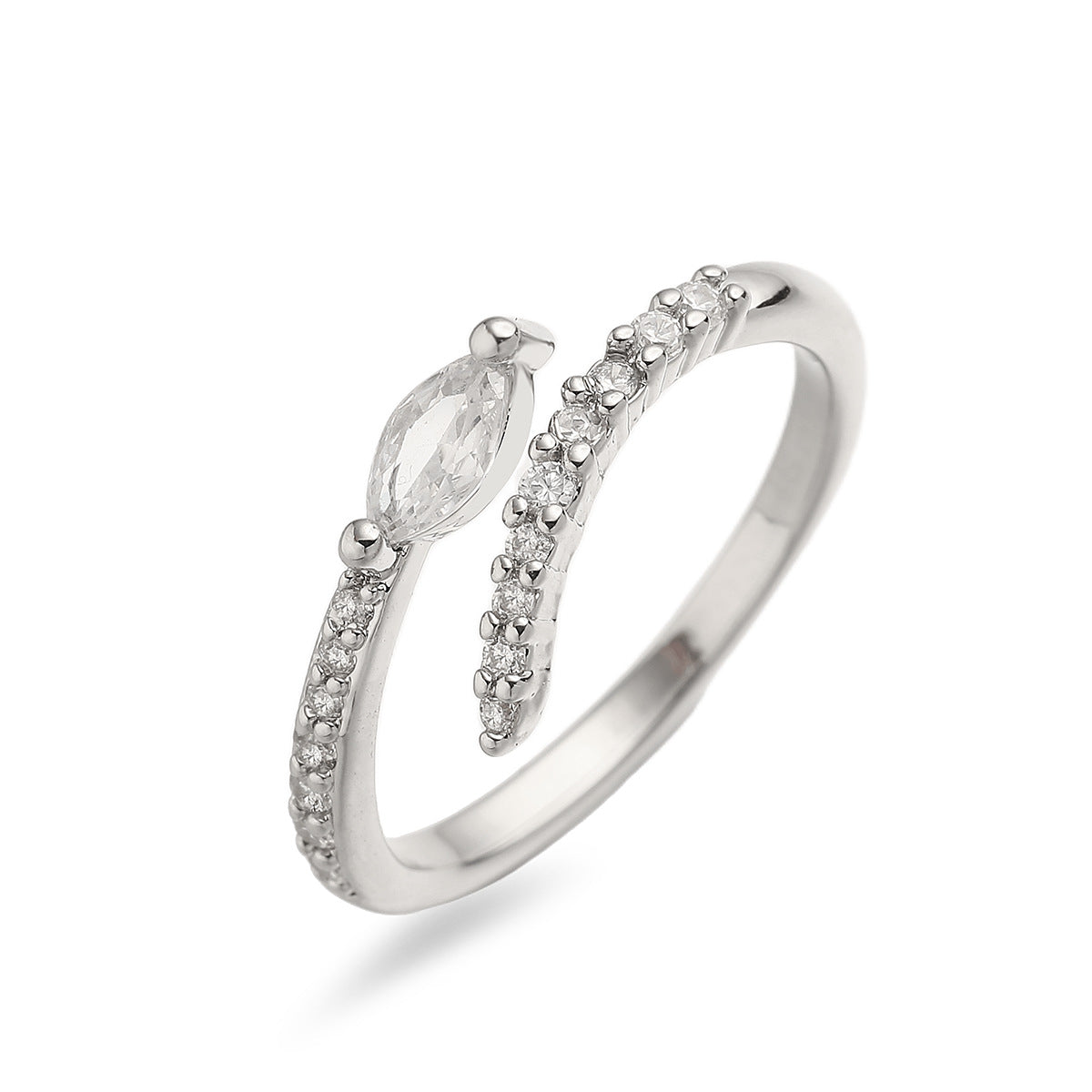 Minimalist Geometric Open Ring for Women Made of Brass with 18K Gold Plating and Zircon Inlay