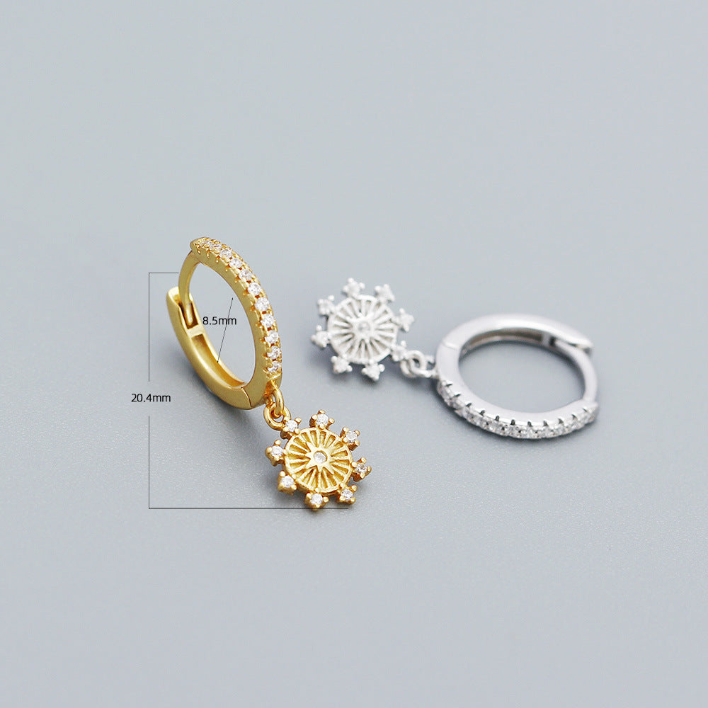 Luxury Streetwear 925 Sterling Silver Geometric Star Inlaid Cubic Zirconia Earrings