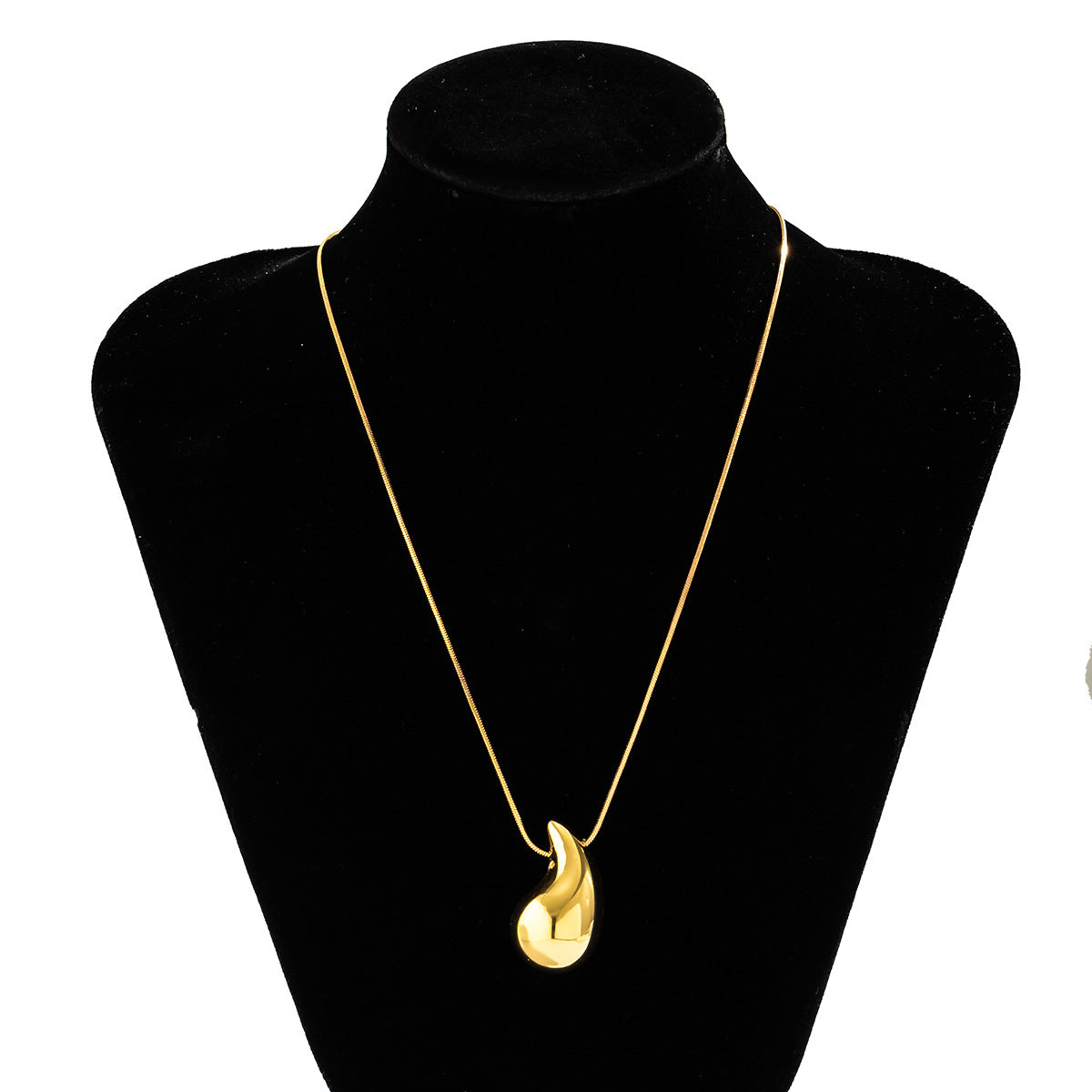 Minimalist Punk Plated Alloy Teardrop Pendant Necklace Snake Chain for Women