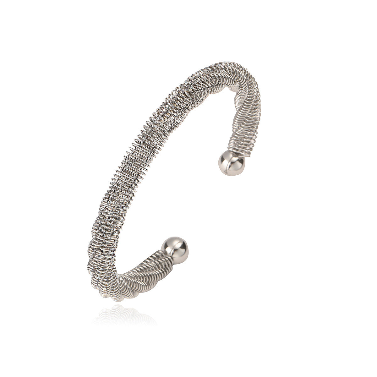 Vintage Geometric Plated Stainless Steel Open Cuff Bracelet for Women