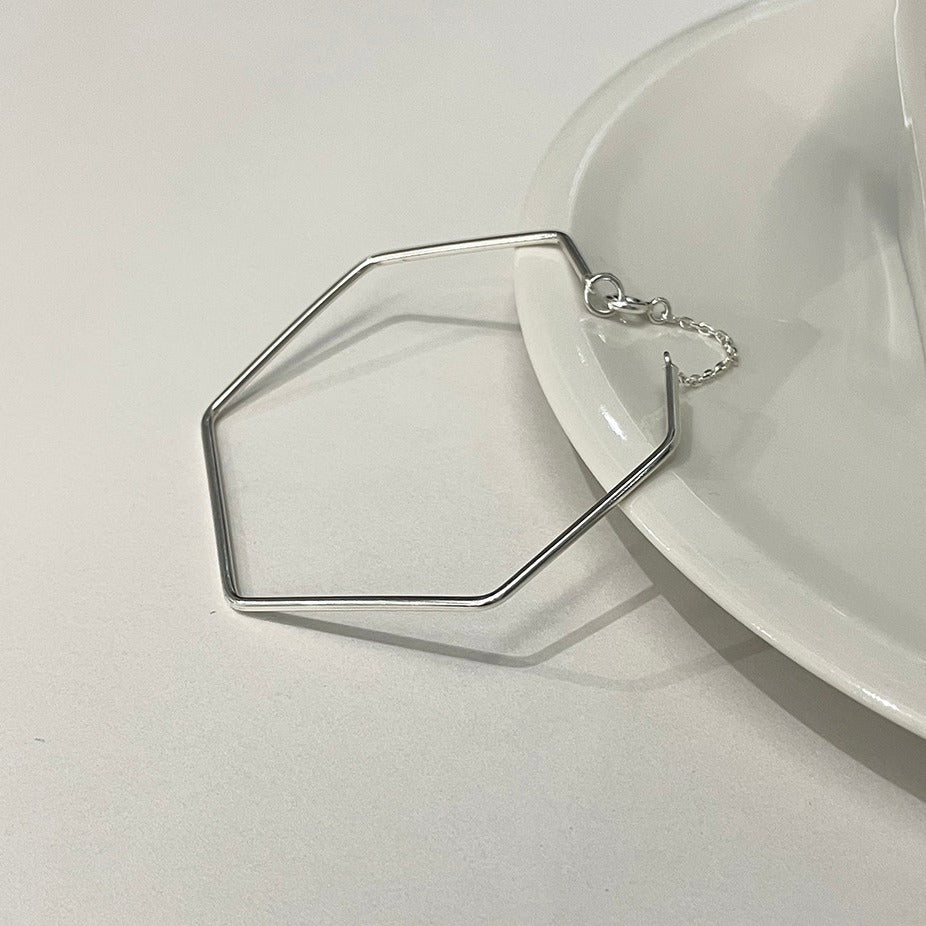 Minimalist Casual 925 Sterling Silver Geometric Line Ring Bracelet Plated Women's Jewelry