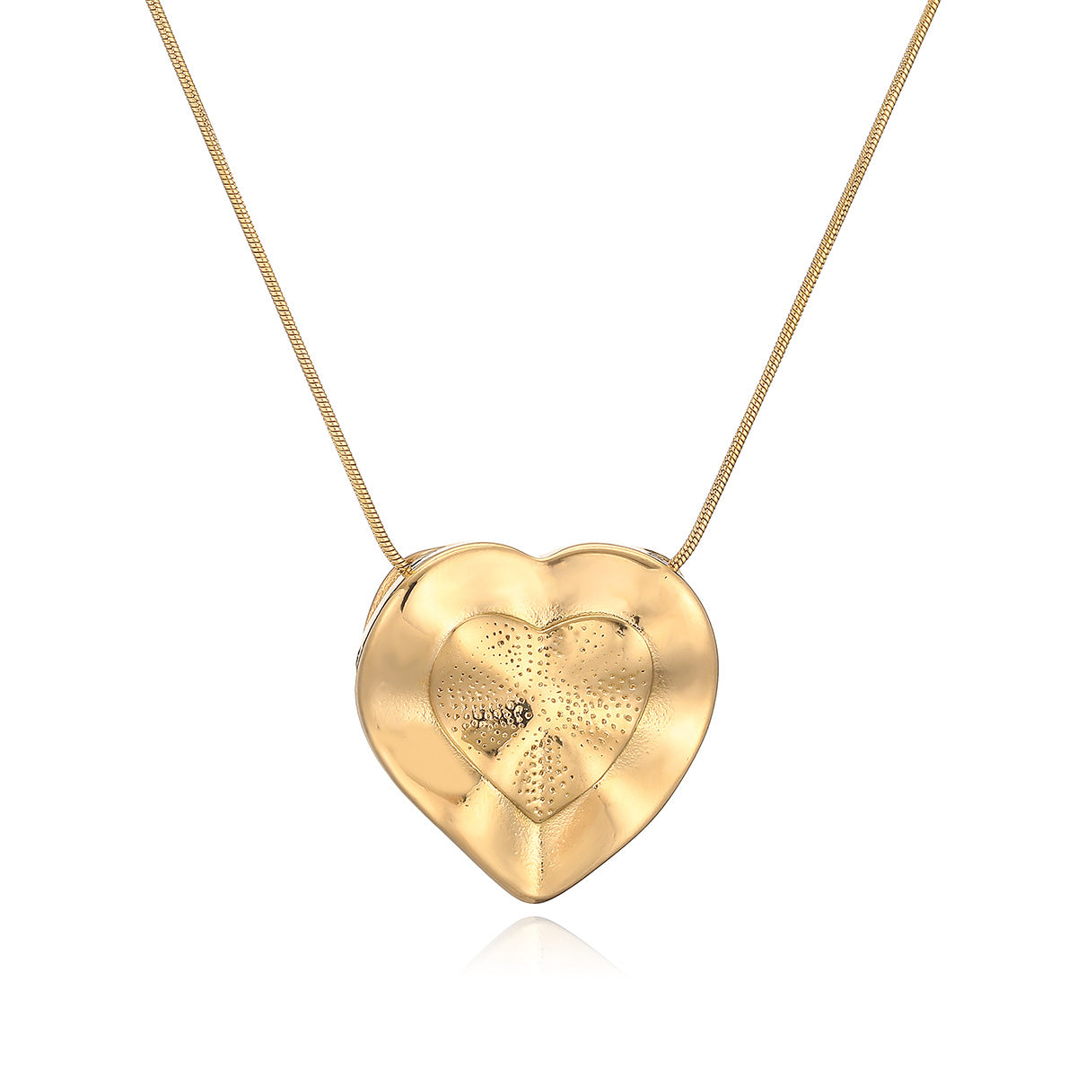 Minimalist Geometric Star and Heart Pendant Necklace for Women in Titanium Steel with 18K Gold Plating