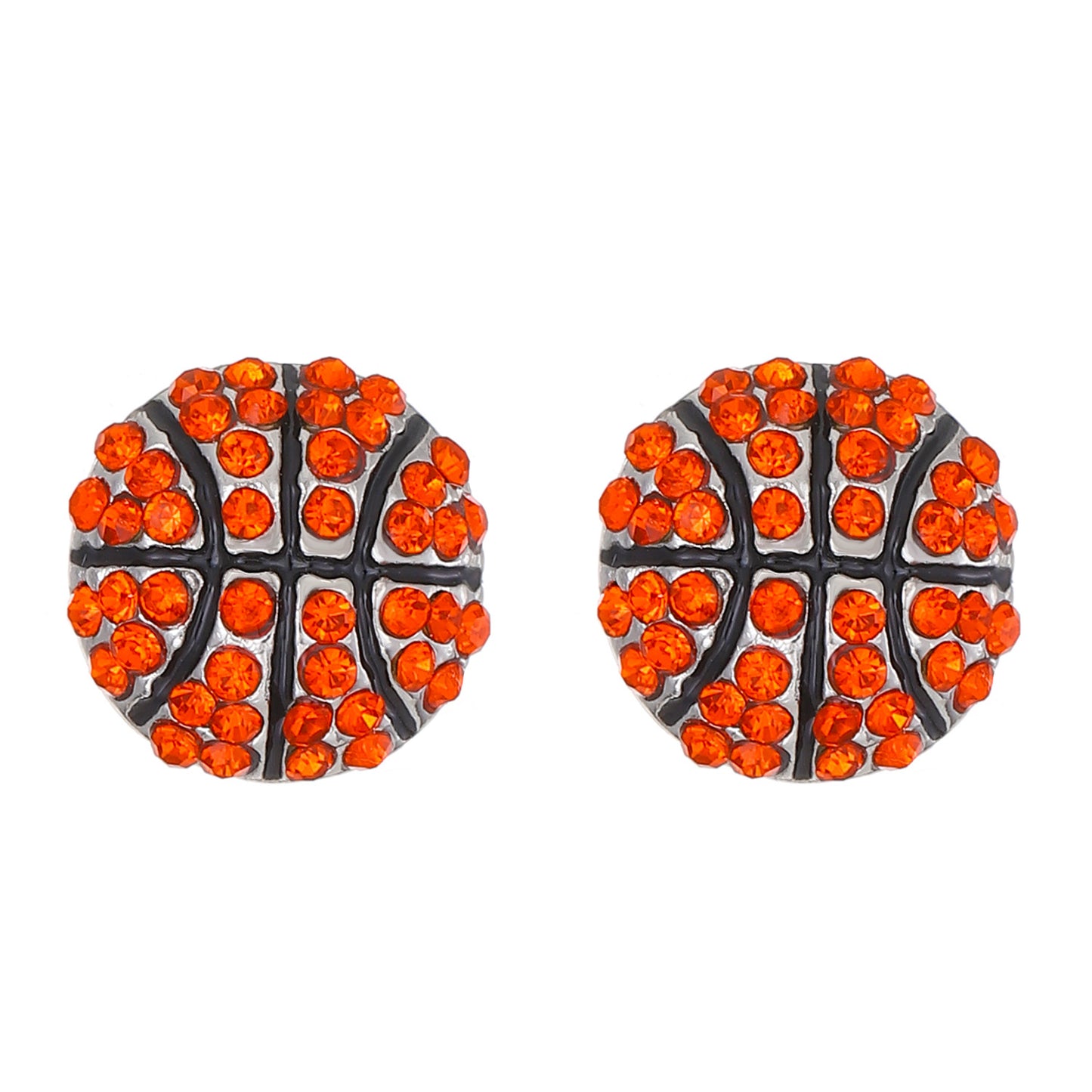Geometric Round Rhinestone Inlaid Alloy Sports Ball Stud Earrings for Unisex