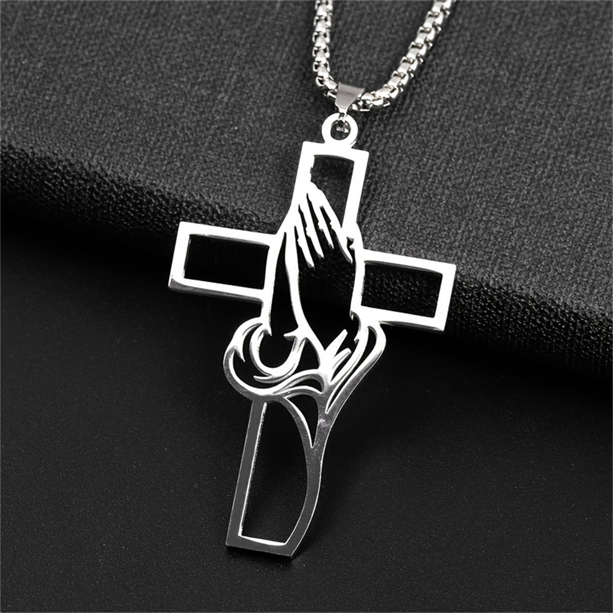 Collana Pendente Croce Geometrica Minimalista per Uomo e Donna Acciaio Inossidabile Lucido Cava Gioielli Fede Regalo