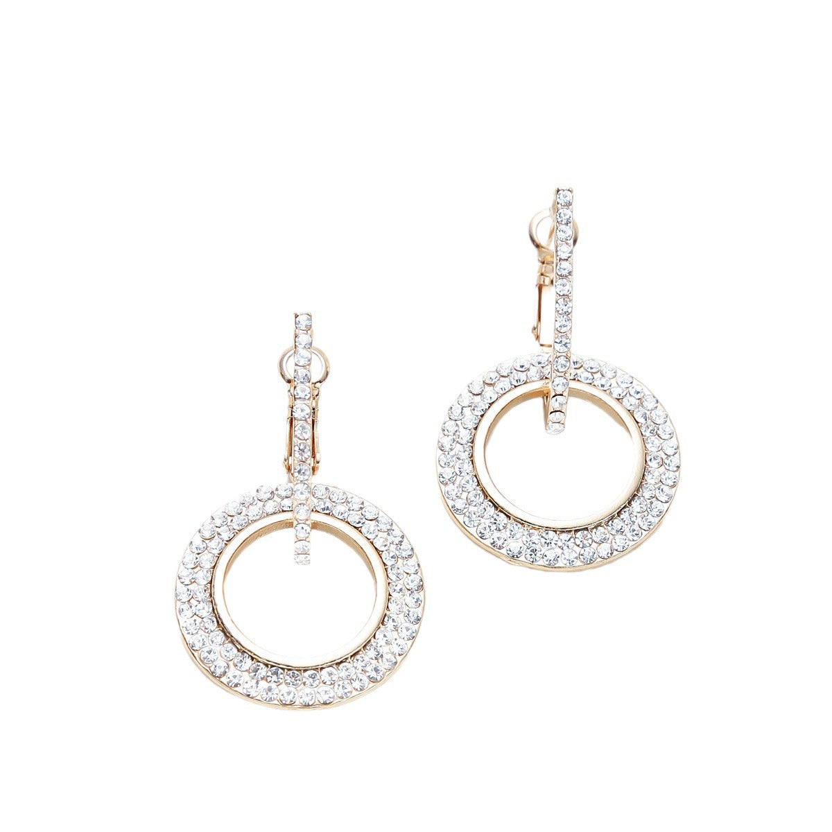 Minimalist Geometric Alloy Stud Earrings with Zircon Inlay for Women