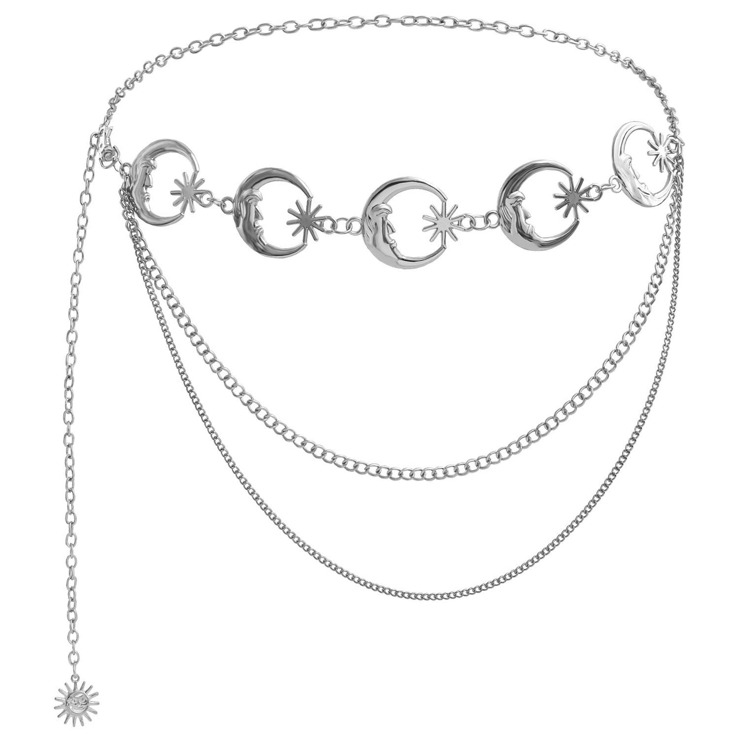 Punk Streetwear Sun Moon Metal Body Chain for Women