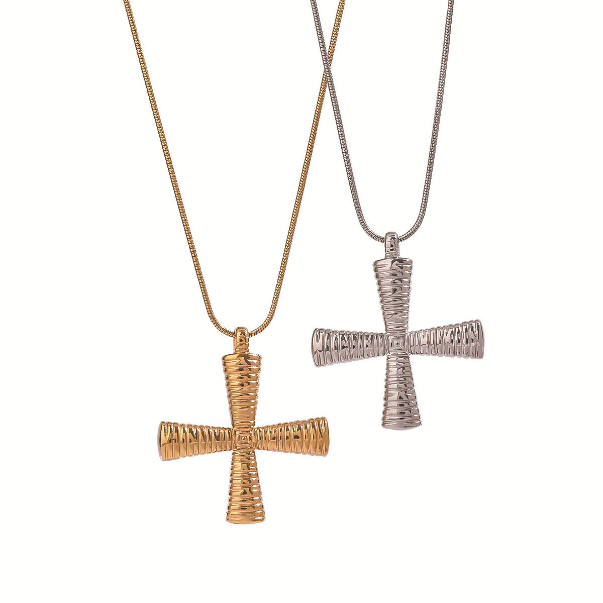 Luxury Geometric Cross Stainless Steel Plated Necklace for Women