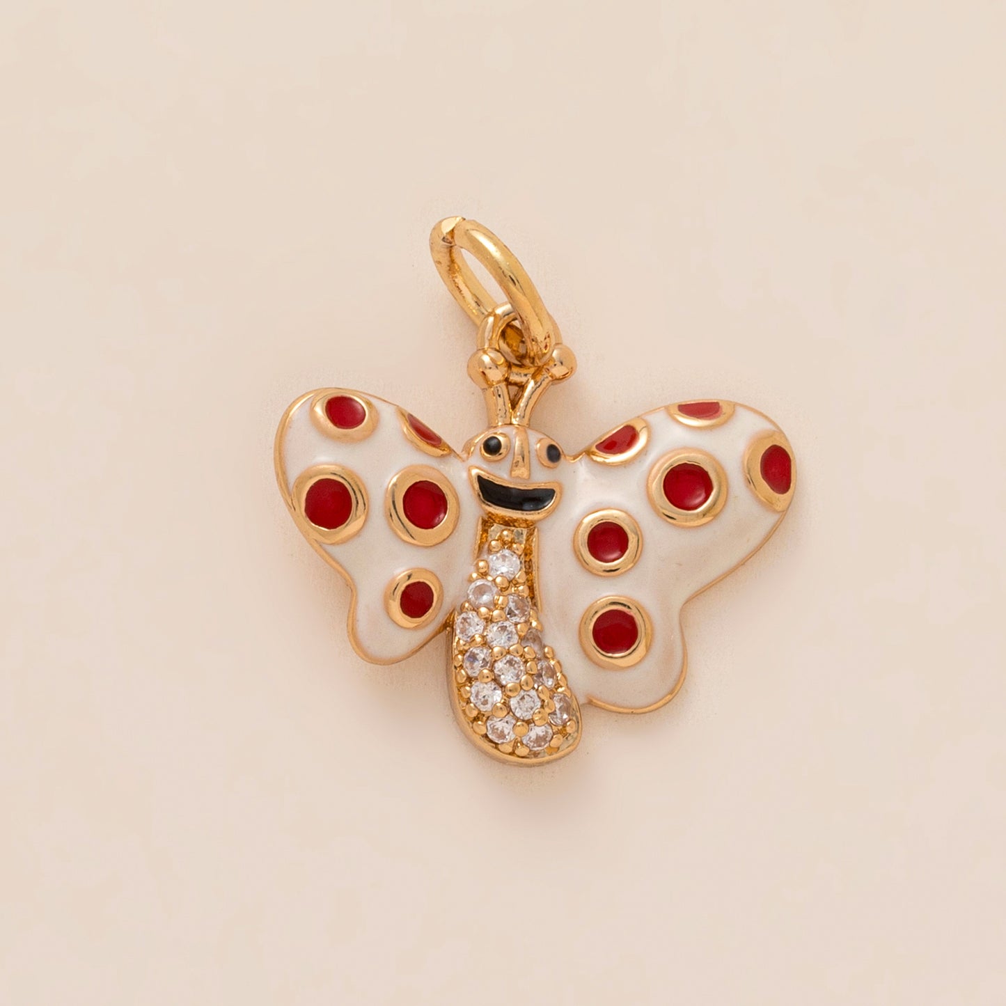 Vintage Gold Plated Brass Cartoon Clownfish Charm Bar on Ball Chain