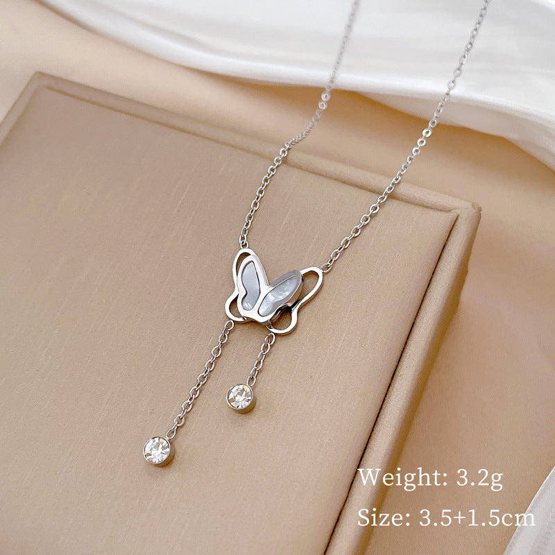Butterfly Geometric Plated Titanium Steel Collar Chain Necklace for Women