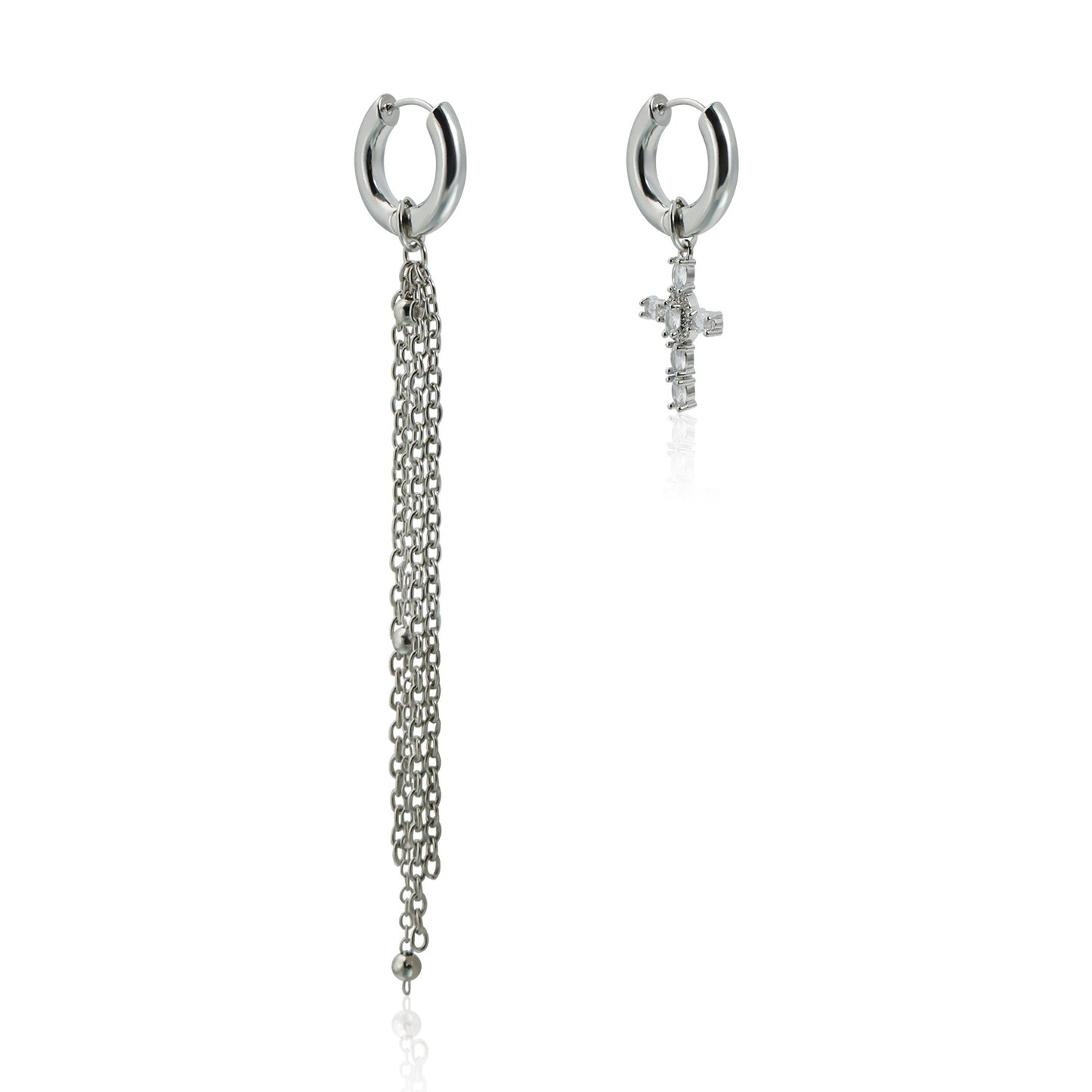 Gothic Streetwear Black and White Two-Tone Geometric Cross Alloy Pendant Necklace for Women