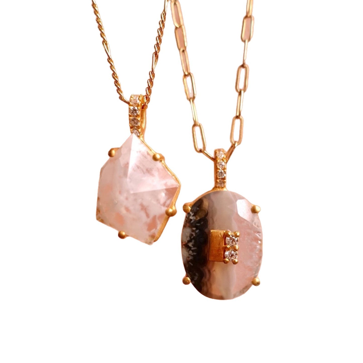 Vintage 18K Gold Plated Heart Shape Brass Pendant with Gemstone Inlay and Drip Oil Charm Bar for Women