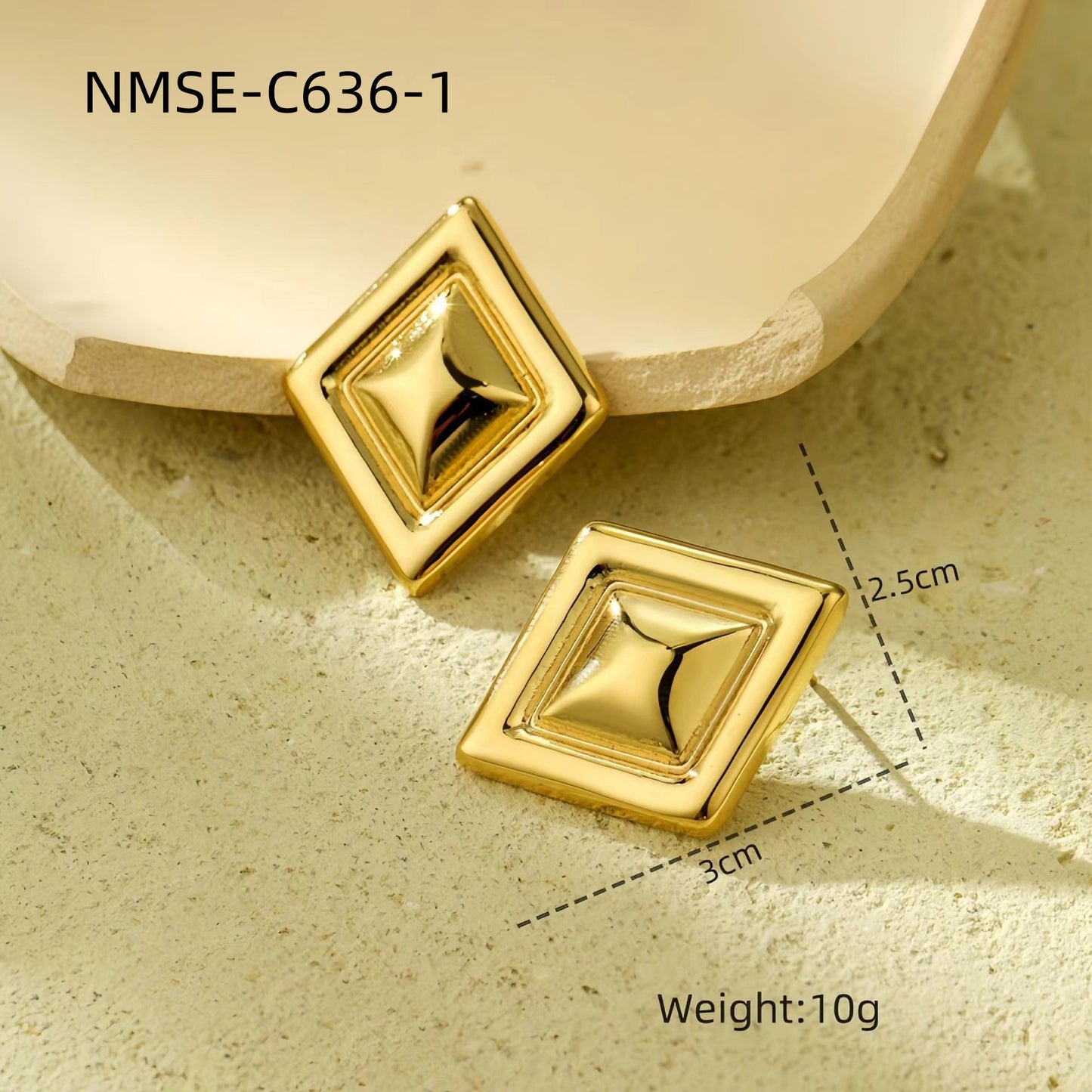 Pendientes de acero inoxidable de moda con forma geométrica de corazón y cuadrado, con acabado chapado, para mujer