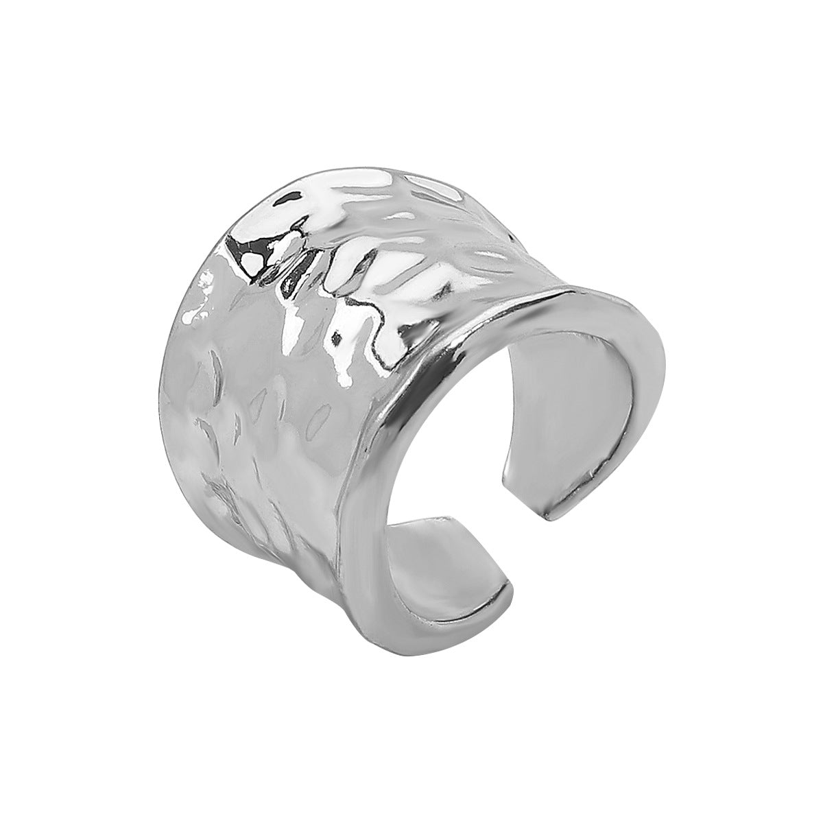 Anillo Abierto Irregular Geométrico de Aleación con Acabado Galvanizado para Mujer