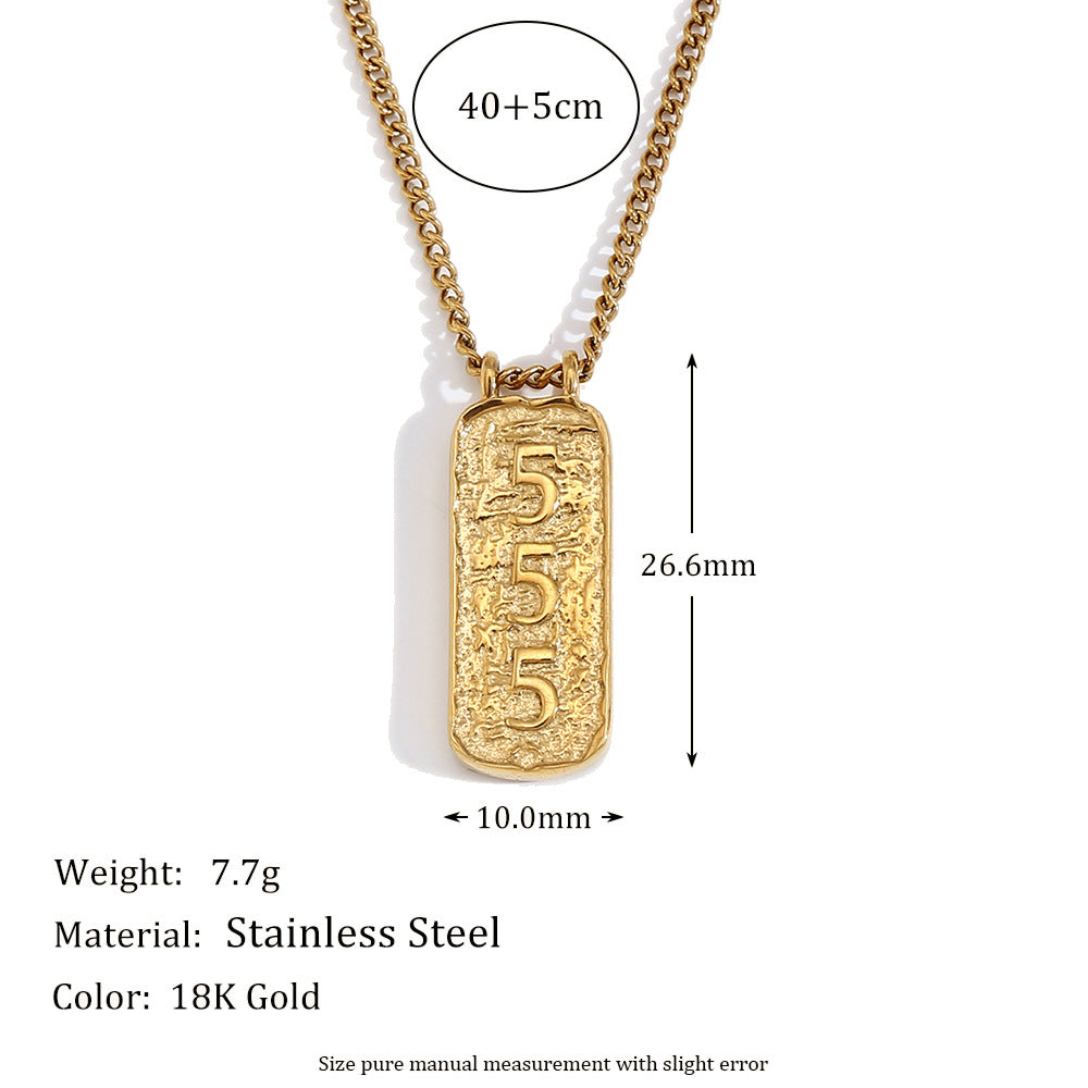 Collana con ciondolo a forma di numero minimalista ispirata al vintage, con tarocchi, da donna, in acciaio inossidabile placcato oro 18 carati