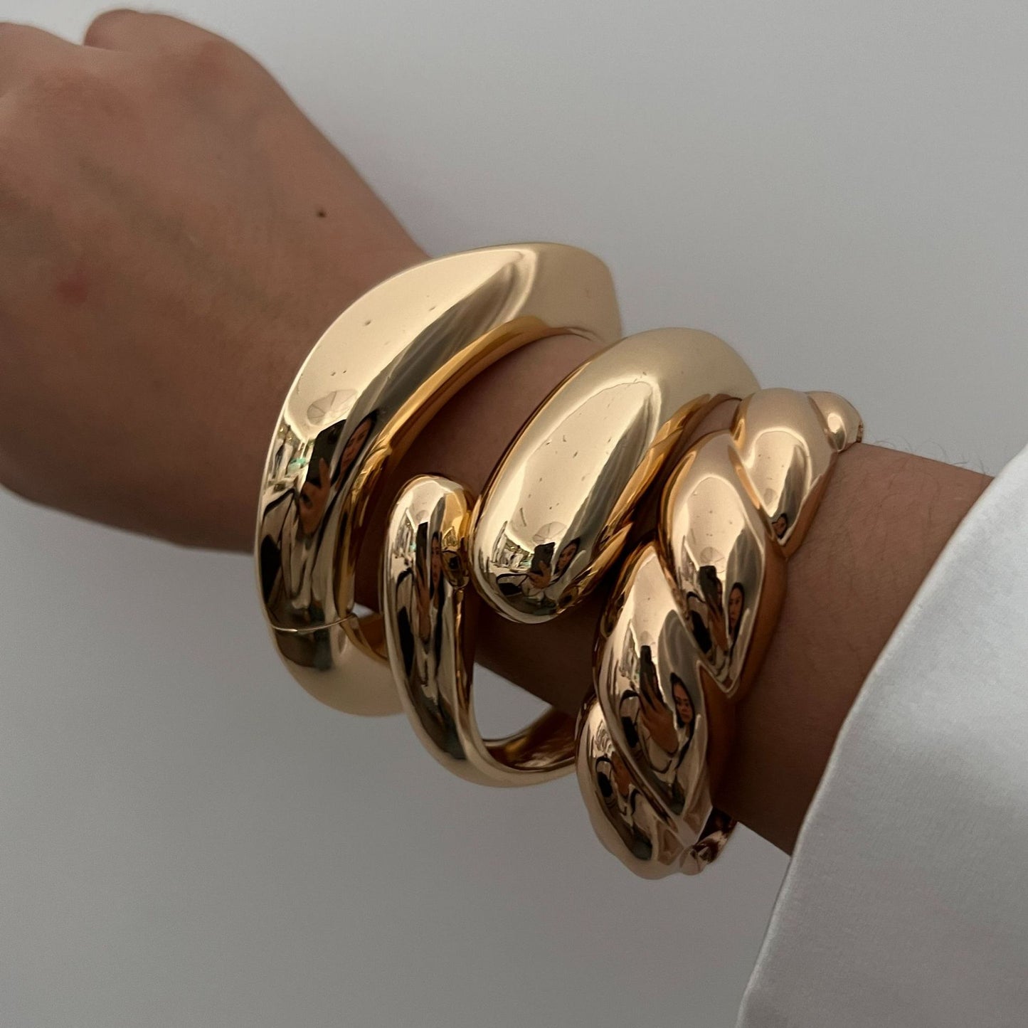 Fashion Polished Plated Geometric Teardrop Cuff Bracelet for Women