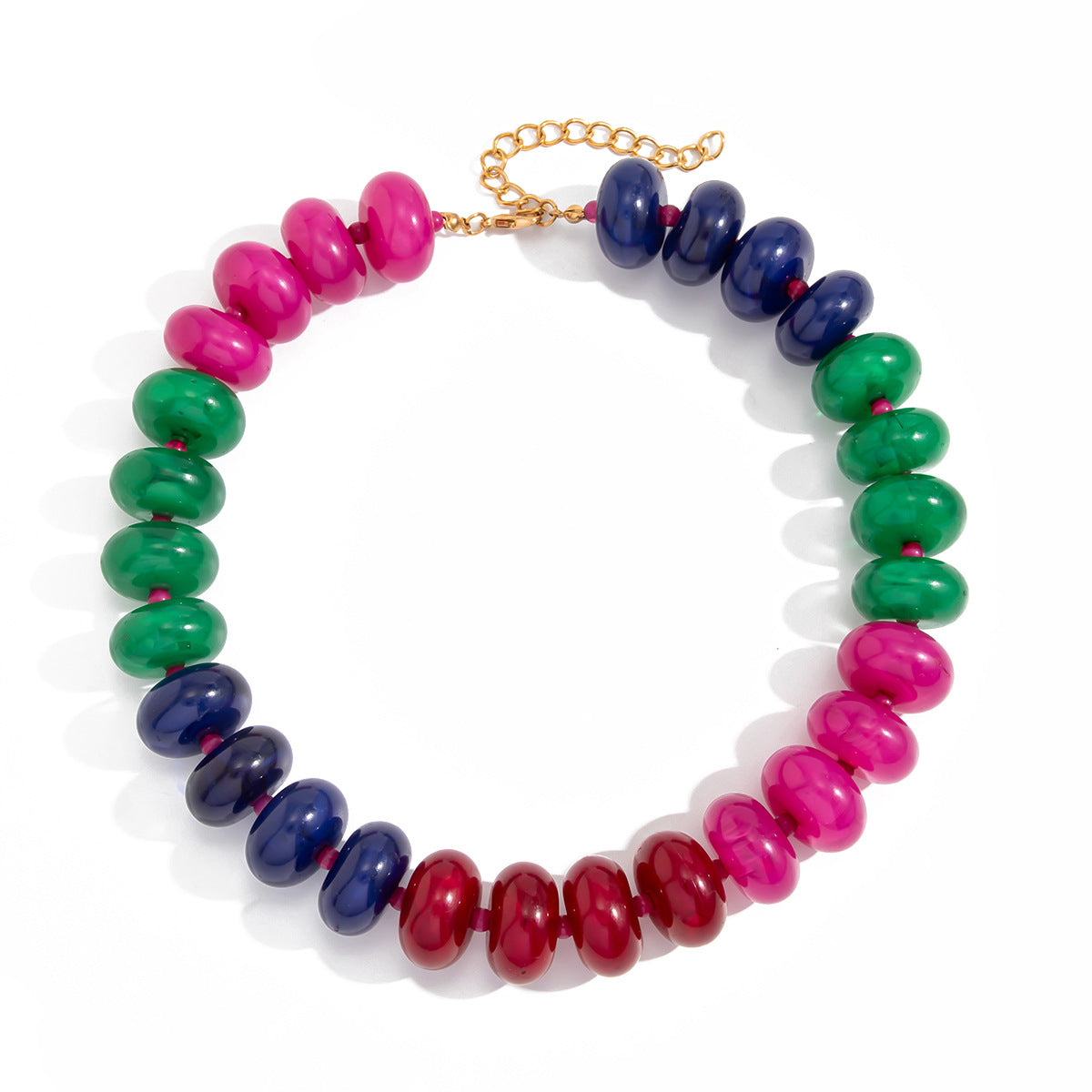 Bohemian Vintage Geometric Gradient Resin Beaded Necklace for Women