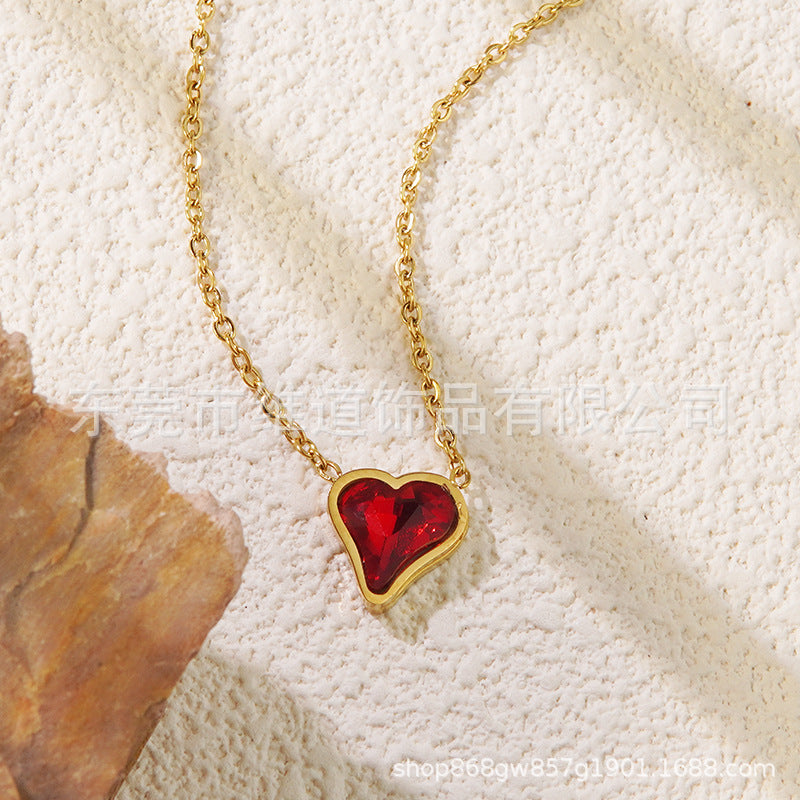 Minimalist Heart Teardrop Geometric Stainless Steel Plated Pendant Necklace for Women