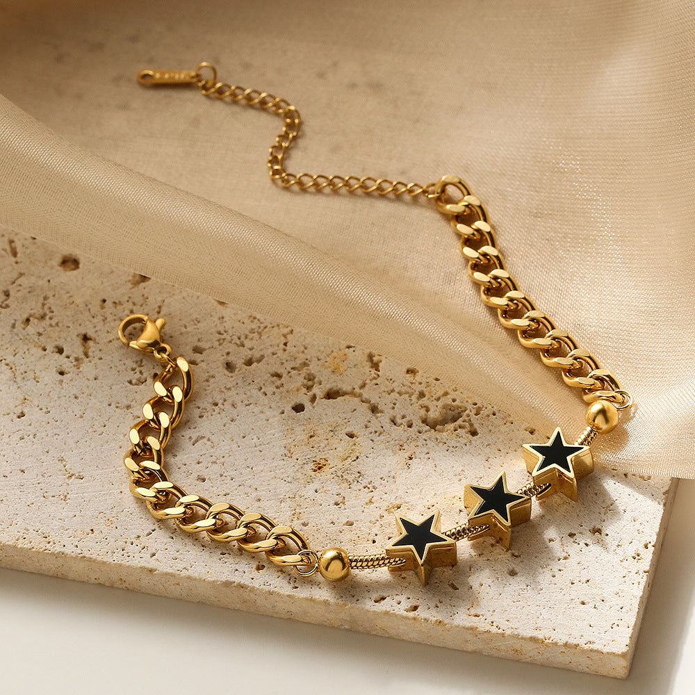 Minimalist Geometric Star Titanium Steel Plated Bracelet for Women with Elegant Retro Touch