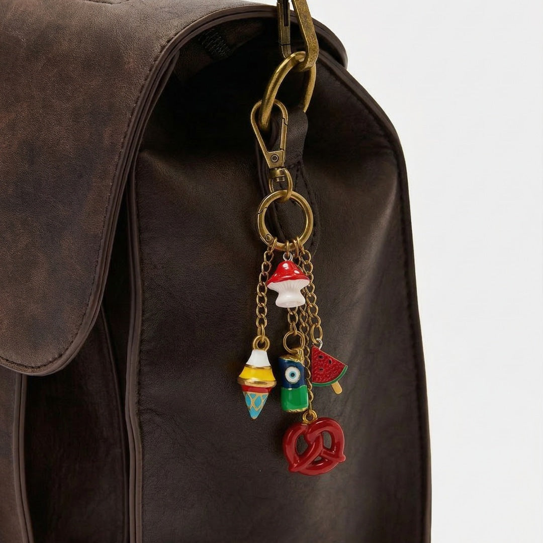 Sweet Acrylic Plated Food Pattern Bag Charm Keychain