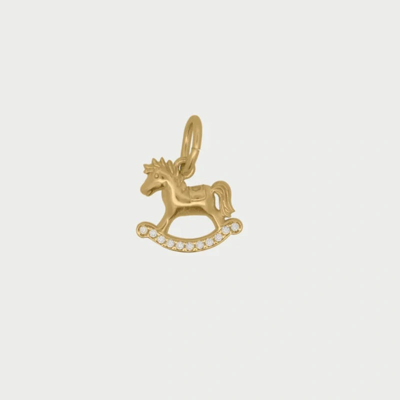 Vintage 18K Gold Plated Stainless Steel Geometric Animal Frog Mushroom Charm Bar for Women