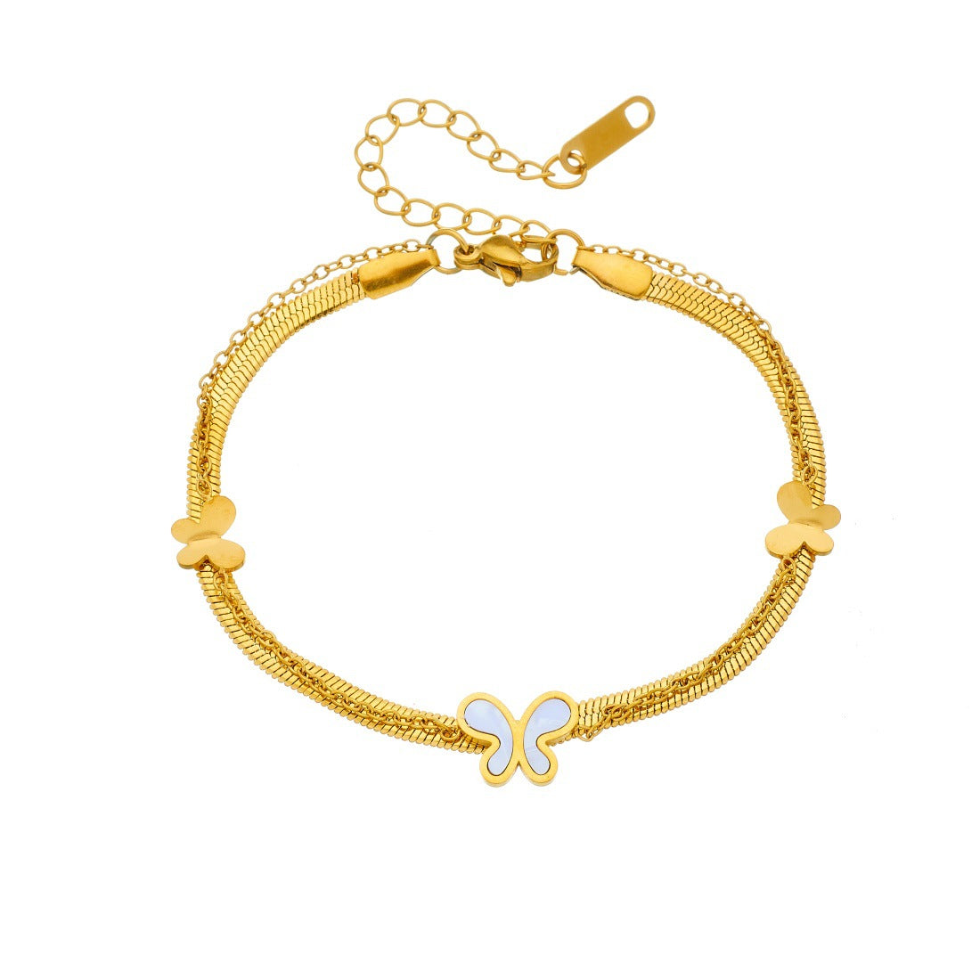 Gold Plated Stainless Steel Butterfly Bracelet for Women