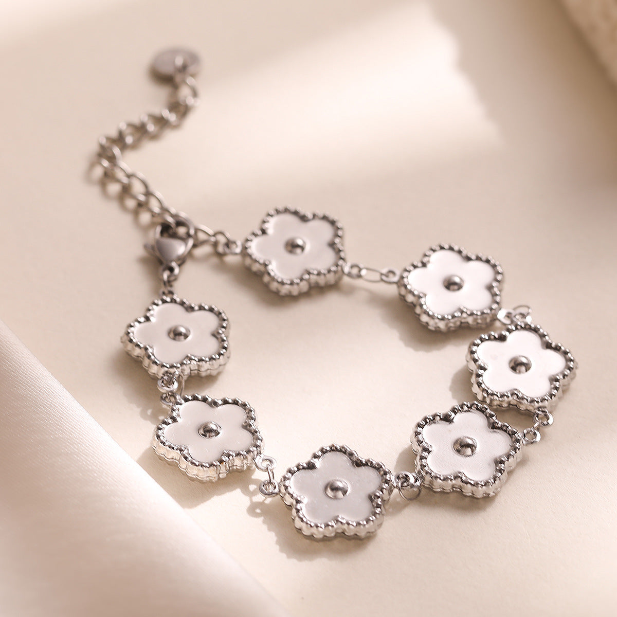Vintage Floral Plated Stainless Steel Bracelet for Women