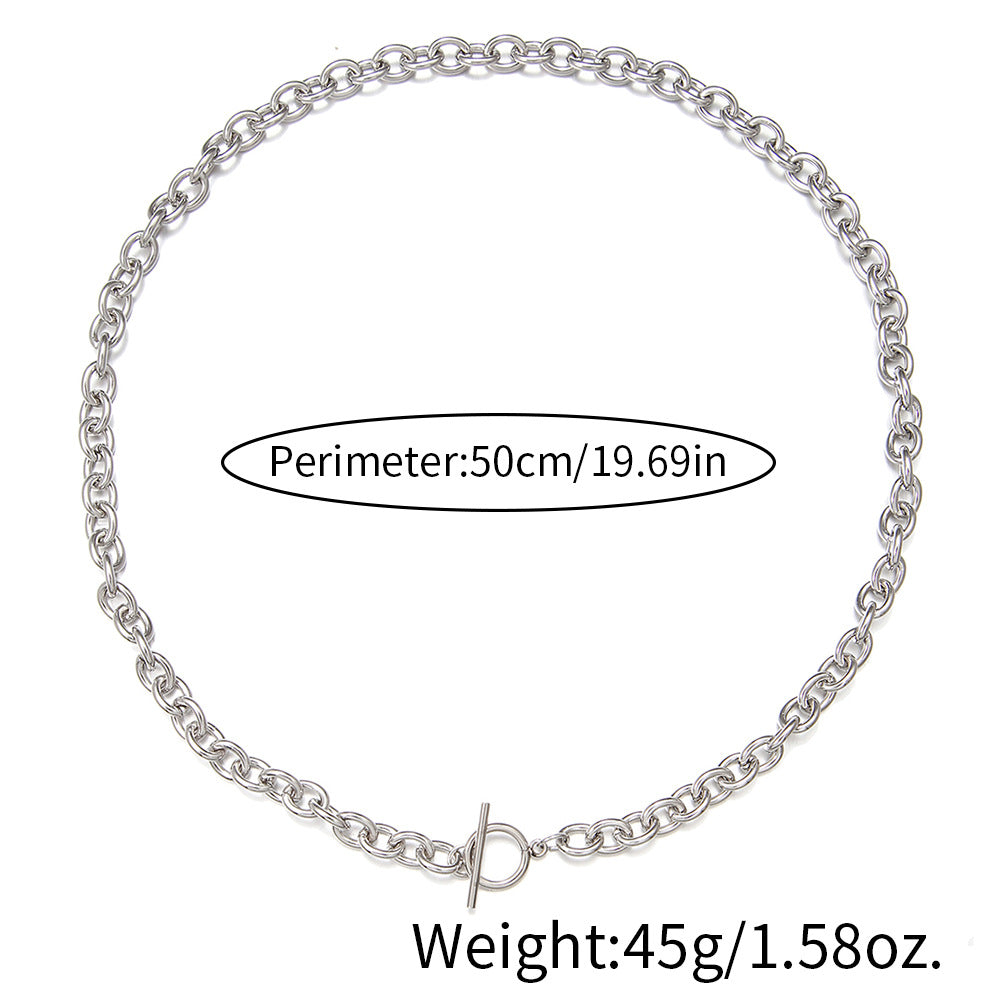 Minimalist Streetwear Hip-hop Geometric Round Stainless Steel Necklace Unisex Cable Chain