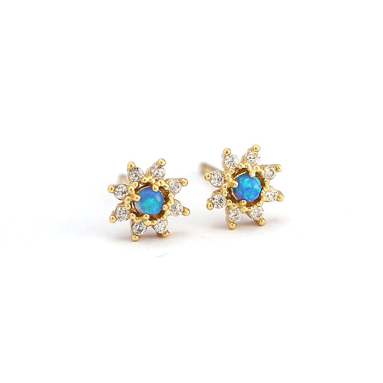 Orecchini a perno floreali in argento sterling 925 con intarsio in zirconi cubici
