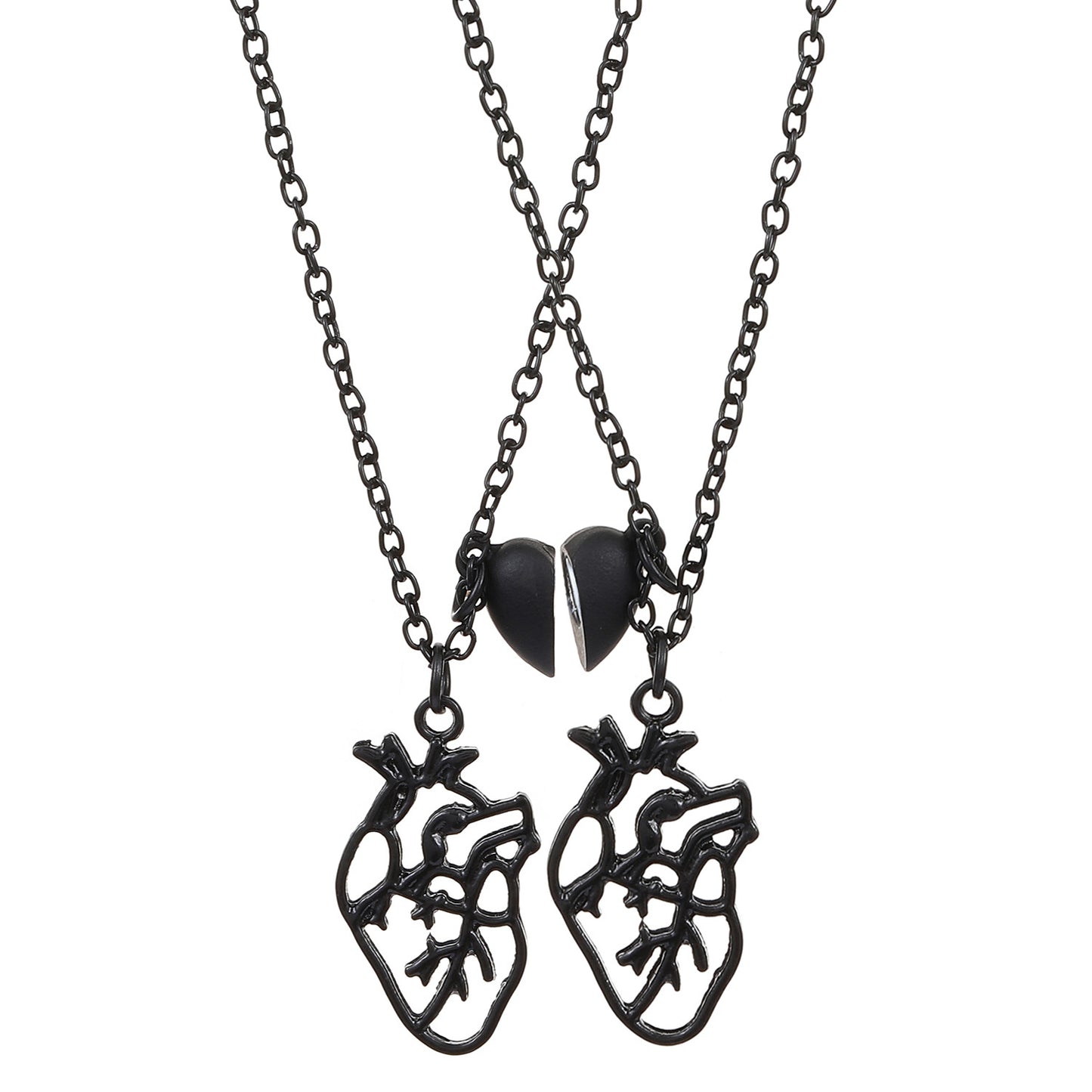 Collar Minimalista con Colgante de Corazón Hueco para Mujer, Cadena de Serpiente Chapada en Aleación, Joyería Casual de Moda