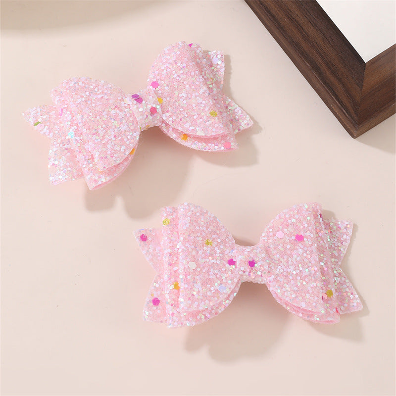 Natural Style Bow-Shaped Rhinestone-Embellished Duckbill Hair Clip for Girls Plastic Resin Hair Accessory with Ruffled and Mesh Details