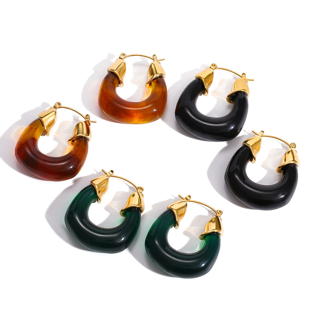 Pendientes de aro geométricos minimalistas de acero inoxidable para mujer con acabado chapado