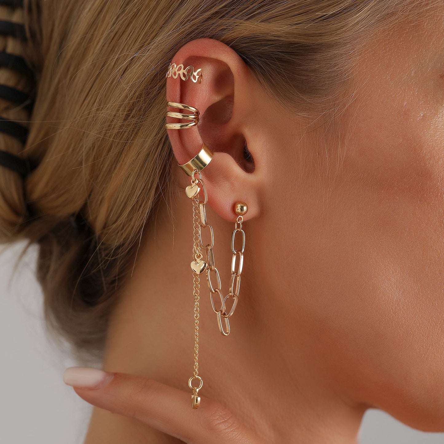 Fashionable OL Style Geometric U-Shaped Alloy Ear Clips with Plating Finish for Women