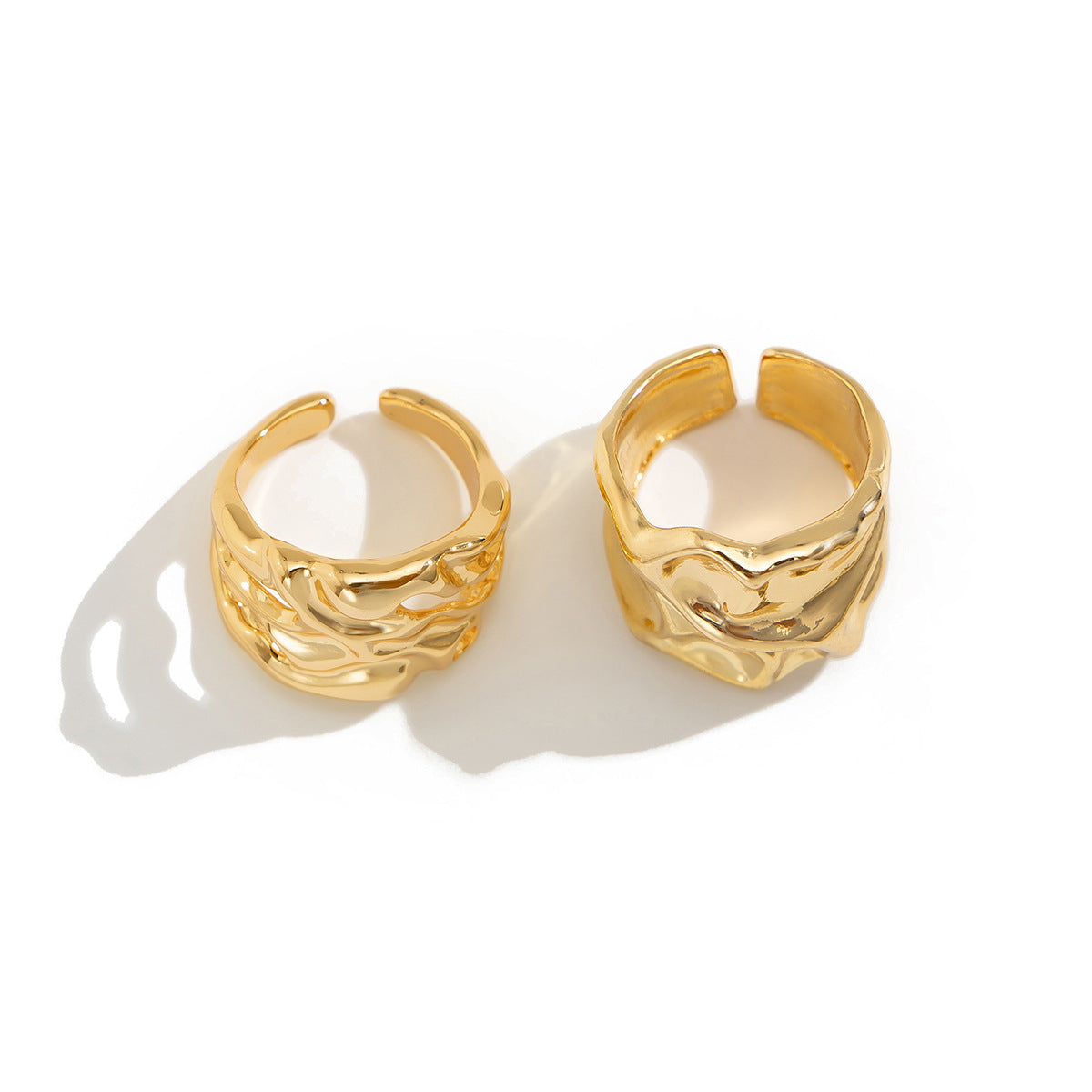 Minimalist Geometric Pleated Alloy Plated Ring Set for Women
