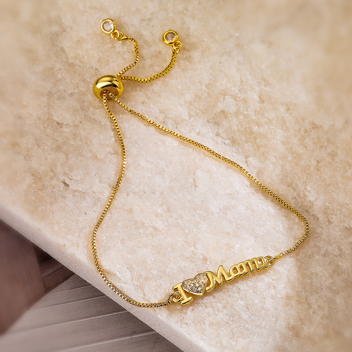 Minimalist Geometric Copper Bracelet with 18K Gold Plating and Cubic Zirconia Inlay for Women