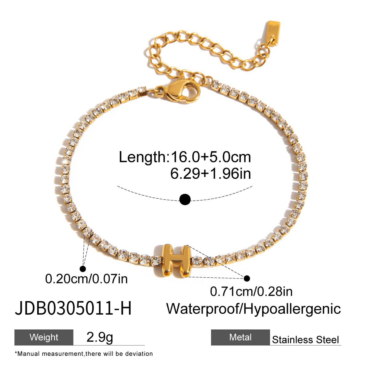 Elegant Geometric Stainless Steel Letter Bracelet for Women with Plating Finish, Hypoallergenic Titanium Steel Jewelry