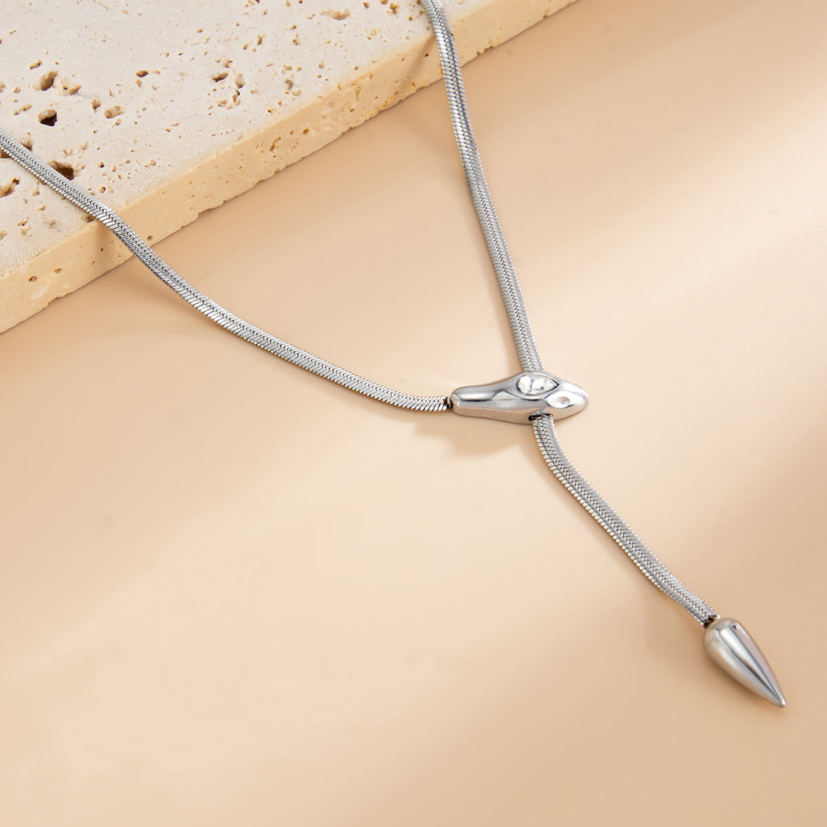 Minimalist Stainless Steel Snake Chain Y-Shape Clavicle Necklace for Women