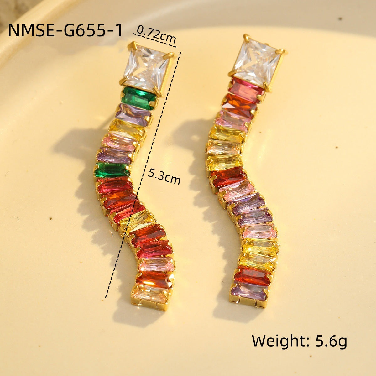 Pendientes de Acero Inoxidable Vintage con Circonitas y Baño de Oro de 18K para Mujer