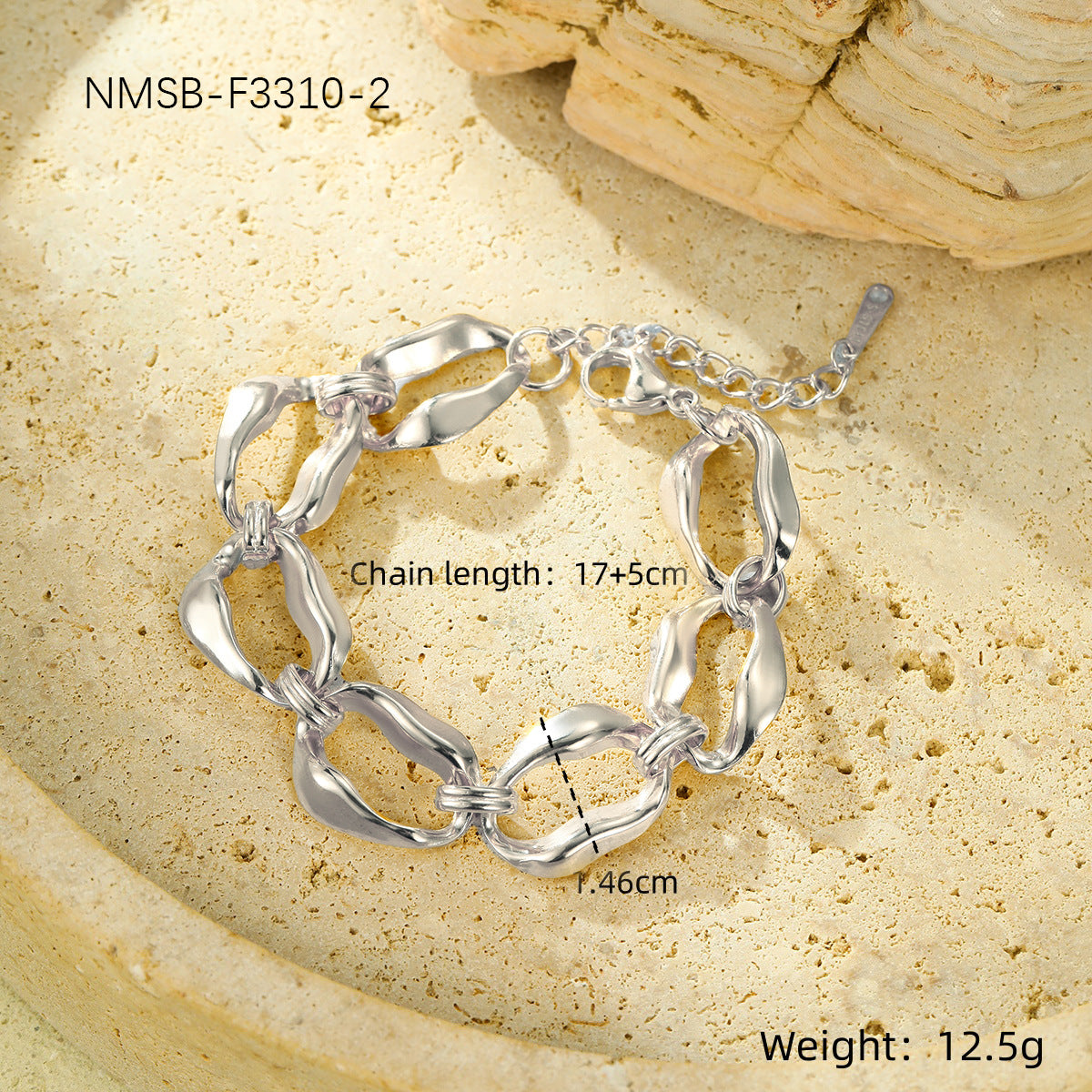 Fashionable Geometric Stainless Steel Bracelet with 18K Gold Plating and Zircon Inlay for Women