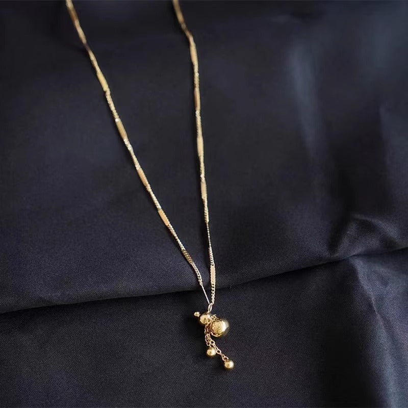 Collana O-Chain Unisex Minimalista con Ciondolo a Zucca Geometrico in Acciaio al Titanio Placcato Oro 18K
