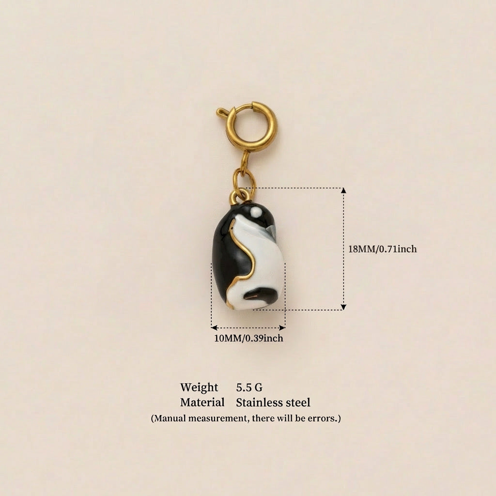 Vintage 18K Gold Plated Stainless Steel Animal Pendant Charm Bar for Women