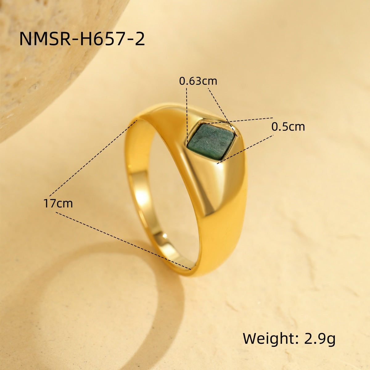 Anillo de acero inoxidable geométrico minimalista con acabado chapado para mujer, joya llamativa a la moda con forma cuadrada
