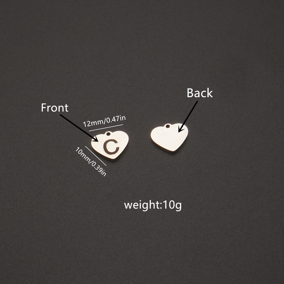 Charm a forma di barra con ciondolo a cuore minimalista in acciaio inossidabile lucidato