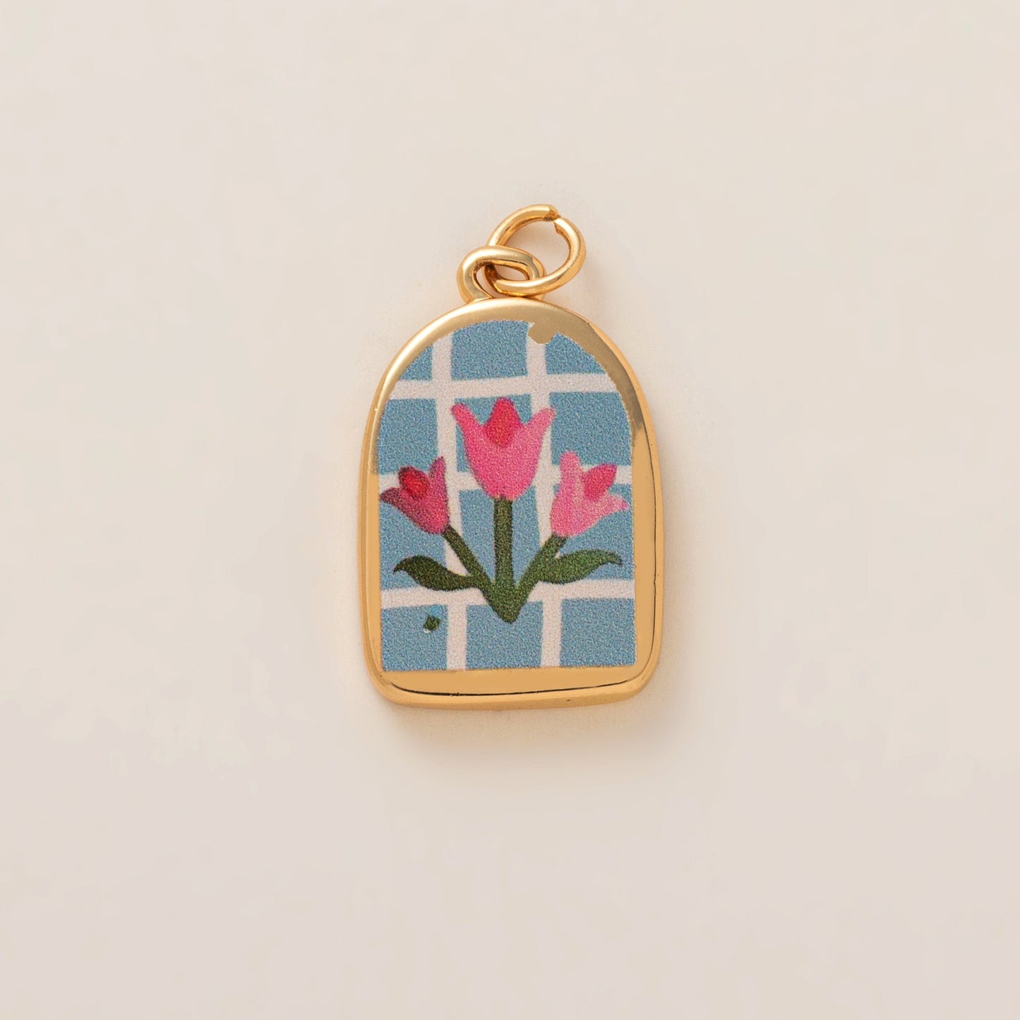 Minimalist Luxury Heart Shaped 18K Gold Plated Brass Pendant with Fruit and Floral Motifs